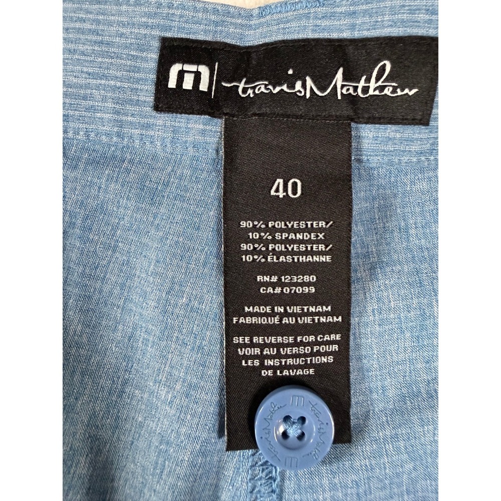 Travis Mathew Beck Golf Shorts Performance Stretch Poly Blend Blue Men's Size 40 - Picture 2 of 7